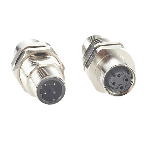 Bulkhead M12 D Code 4 Pin Male To Female Connector IP67 Shielded Wall Pass Thru Panel Mount Socket 2 Pack