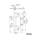 Technical diagram of Beefy Silent Side Hinges For Doors And Windows Thickened 304 Stainless Steel Rust Resistant Hardware