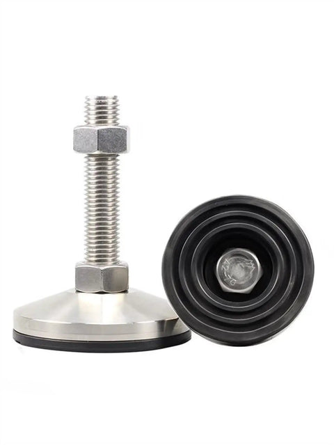 Four Pack 304 Stainless Steel Adjustable Leveling Feet With Swivel Cups For Cabinets Tables Chairs And Shelves Built To Last For Home Office Workshop And Industrial Gear Beefy Heavy Duty Floor Levelers, 304 stainless steel adjustable leveling feet with swivel cup