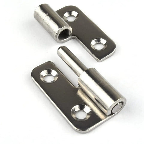 Top Shelf Slick 1.5 Inch Detachable Hinges Pack Of 6 304 Stainless Steel left hand lift off door hinges showing close-up view.