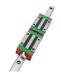 Precision Linear Motion Guide Rail Set With HGR30 And HGH30CA Slider Blocks 1200Mm Long, featuring red and green steel blocks.