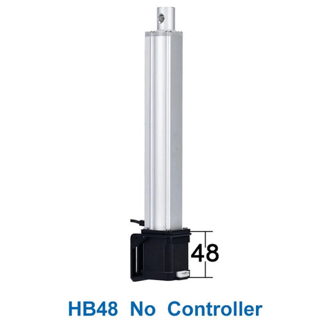 Epic Precision 42 Series Stepper Motor Linear Electric Actuator With Smooth Speed Regulation 24V DC side view, showing 48 cm height, aluminum and plastic.