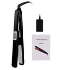 Infrared Ultrasonic Hair Straightener With Ceramic Flat Iron Technology shown with adapter and manual