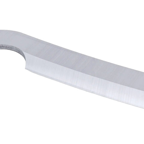 Close-up of 4 Inch HSS Drawknife blade showcasing sharp edge and high-speed steel material for wood shaping.