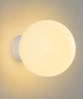 Minimalist Globe Wall Sconce, 1-Light White E27 Round Wall Light Fixture with smooth white globe and wall mount.