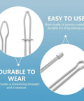 Pro Grade DIY Rope Threader Clip Set showing stainless steel loop turner hooks with latch for easy drawstring insertion.