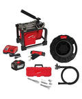 Top Tier Cordless Sectional Drain Cleaner With Brushless Motor Powers Through Roots Up To 150 Feet In Pipes From One Inch To Six Inches Light With Carry Strap One Key Compatible Includes Battery And Charger Sick Tool For Pros Who Need It Badly, red drain cleaner kit with battery, charger, case, cable and strap