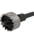 Pro Grade 28mm Hole Saw Cutter With 70mm Overall Length HSS Spring Loaded Twist Drill Bit Kit For Metal And Wood, silver and black finish