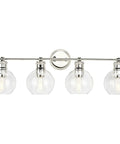 Hansford 4 Light Bath Vanity Fixture In Polished Nickel With Glass Globe Shades For Urban Industrial Vibe Bathroom Lighting