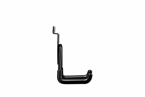 Side view of a single hook from the 12 Pack Heavy Duty Slatwall Hooks For Garage Organization Must Have U Hooks Cushioned Rubber Coated Anti Slip Durable