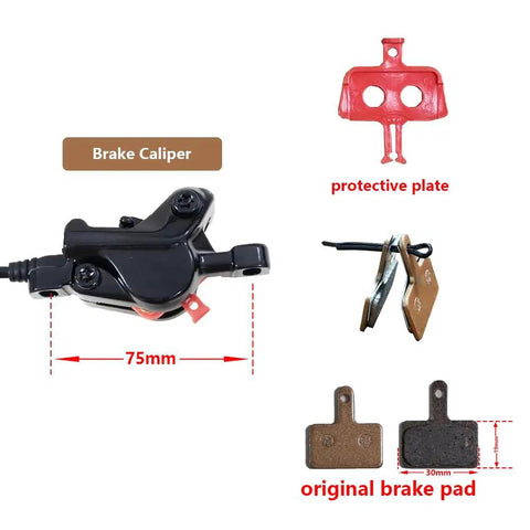 HB770 Hydraulic Disc Brakes For Mountain Bikes With 2 Piston Aluminum Alloy brake caliper, protective plate, and original brake pad