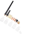 Heavy Duty Welding Torch Consumable Kit With Beefy Glass Cups, brass clamps, durable electrodes, precision nozzles for WP9 WP20.