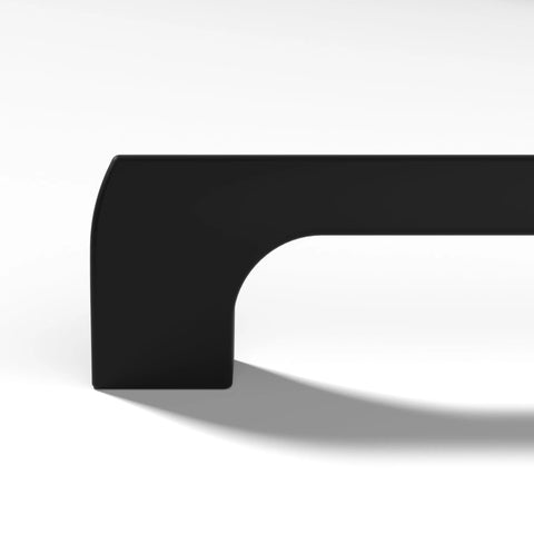 Close-up of flat black cabinet handle from 15 Pack Flat Black 10 Inch Hole Center Solid Metal Cabinet Handles For Kitchen And Bathroom Drawer Pulls