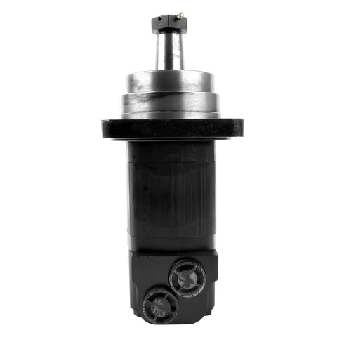 Drop In Replacement Hydraulic Motor For Eaton Char Lynn 2000 Series 24.03 CID 1.25 Inch Tapered Shaft With 4 Bolt Wheel Mount And 0.875 Inch O Ring SAE Staggered Ports front view