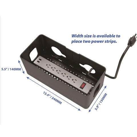 Foldable Large Cable Management Box For Desks Cord Hider And Power Strip Concealer In Strong ABS Durable Black with power strip inside