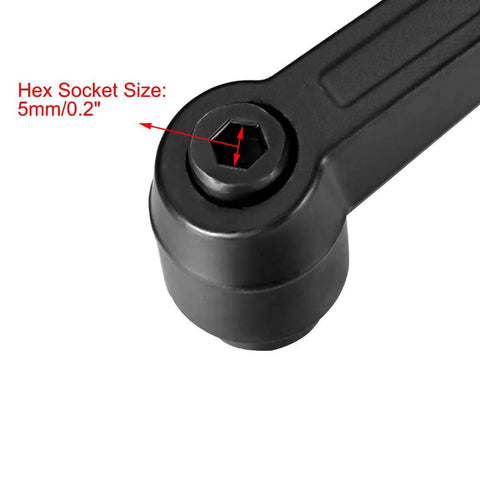 Close-up of Kickass M10 Toggle Clamp Lever with 5mm hex socket for quick adjustments, plated steel material.