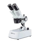 Cordless LED Stereo Microscope With Dual Illumination 20X And 40X Magnification Widefield Glass Optics Forward Binocular Head Sturdy All Metal Pillar Stand Awesome For Lab Work Education Electronics And Crafting, white metal base