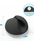 Black adhesive cable clip shown from a side angle, measuring 1.18 inches by 0.59 inches. Features 12 Pack Adhesive Cable Clips For Desk Home Office And Car Cord Management Wire Holder Clips To Keep Cords Neat And Tidy Dirt Resistant Acrylic Pads For Long Lasting Use.