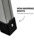 Close-up of non-marring boots of Tough As Nails Folding Sawhorses Heavy Metal Work Platform providing stability and protecting flooring.