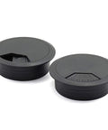 Two Pack 2 Inch Desk Grommet Hole Covers for Office PC Desk Cable Management, 50mm Hole, ABS Plastic, Durable, Black, 2 Pcs