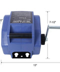 Heavy Duty 12V Electric Boat Winch With Wireless Remote, 6000 Lbs Rolling Capacity For Trailer Truck Marine Use, blue motor with hand crank.