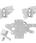 Self Closing Vinyl Fence Gate Hardware Kit White Includes Two Hinges And One Latch With Screws For PVC Fencing Adjustable Gate Gap