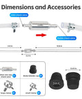 Dimensions and components of 4 Pack Brake Bleeder Hose Kit With One Way Valve For Motorcycle Car Truck ATV And Clutch Bleeding Tool