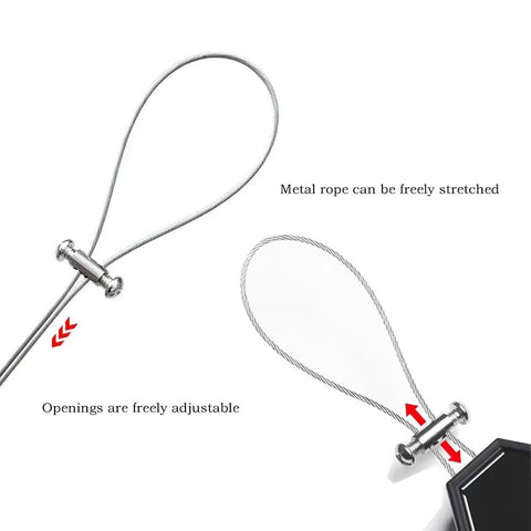 30 Pack Double Hole Wire Rope Cable Clamps For 3mm Line Holes, showing adjustable metal rope loop with iron clamp