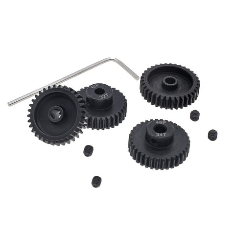 Beefed Up 48P Pinion Gear Set For RC Cars With 3.175mm Shaft Includes 32T 33T 34T 35T 48DP Pitch Hardened Steel Upgrade Part