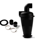 Black turbocharged vacuum dust collector cyclone separator for DIY woodworking and industrial use with dual filter system.
