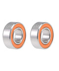 Hybrid Ceramic Ball Bearing S687C-2OS 7x14x5mm sealed on both sides, two stainless steel bearings with orange seals, side view