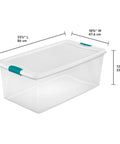 Slay Your Storage Goals With This Badass Set Of Plastic Latching Storage Bins Featuring Secure Snap Lids, Includes 106 Qt And 64 Qt Totes For Closet Decluttering, Garage Organization, And Keeping Bugs At Bay. 33.75" durable plastic storage bin with secure snap lid.