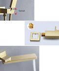 Brushed Gold Wall Mounted Shower System With Large Rainfall Head And Detachable Handheld Super Smooth Pressure Flow Instant Temperature Control Total Bathroom Glow Up Built Like A Tank For Everyday Luxury swivel connector and shower outlet for easy use.