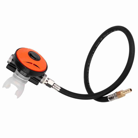 Go To Second Stage Scuba Regulator For Easy Breathing Adjustable Regulator Explorer with silicone mouthpiece side view