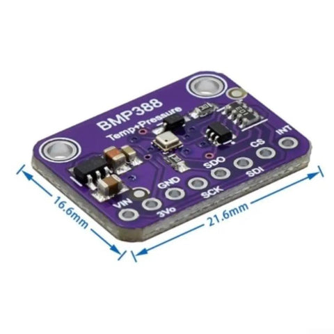 Barometric Pressure Sensor BMP388/BMP390 With I2C And SPI Interfaces, circuit board with measurement dimensions 21.6x16.6mm