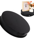 Premium 360 Degree Rotating Turntable Display Stand For Jewelry, Watches, And Digital Products with smooth black finish.