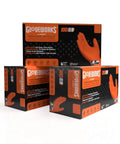 GLOVEWORKS orange nitrile disposable gloves, 8 mil heavy-duty raised diamond grip, XXL, 3 boxes of 100