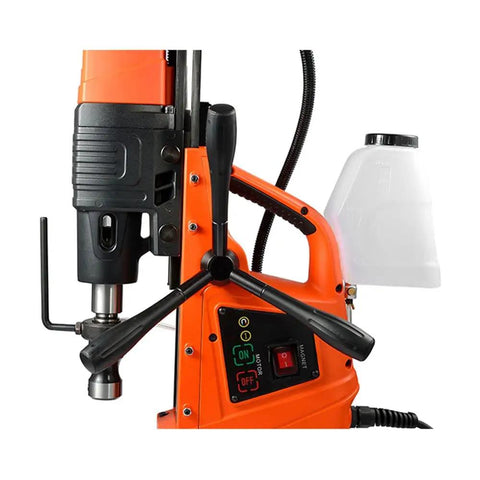 Heavy Duty 1500W Magnetic Drill Press With 15000N Knockout Suction For Rock Solid Steel Fabrication shows control panel and drill head.