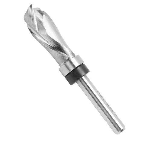 Premium Compression Flush Trim Router Bit With Top Bearing For Precision CNC Woodworking, 14 Inch Shank And 12 Inch Cutting Diameter.