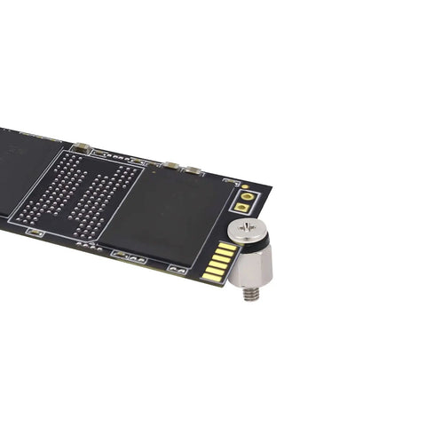 46 Pieces NVMe M.2 SSD Mounting Screws Kit With Magnetic Screwdriver shown attached to a motherboard corner