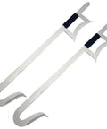 Twin Hook Sword Set For Kung Fu Wu Shu Training, Cord Wrapped Grips, Full Tang 440 Black Stainless Steel, 33.5 Inch Overall Length