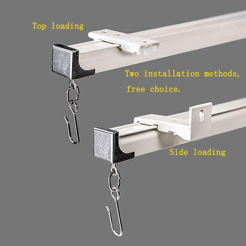 Adjustable Aluminum Curtain Track System Ceiling Mount 3.6ft To 7.2ft Length Flexible Room Divider With Runners And Hooks Easy Install White Finish No Fuss For Windows And Room Privacy, top and side loading hooks
