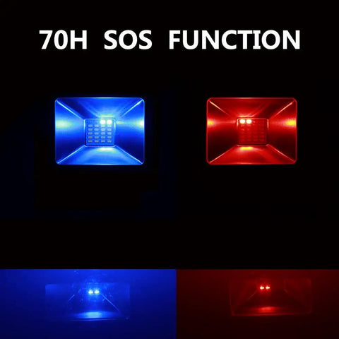Magnetic 30W LED Work Light With 1200 Lumens, 180 Degree Rotatable Head, Waterproof Design featuring blue and red SOS function.