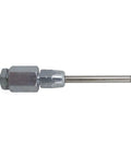 LockNLube Narrow Needle Dispenser, side view, metal tool with hex nut and long needle