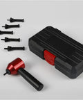 Professional Rivet Nut Drill Adapter Kit Featuring Complete M3 M4 M5 M6 M8 Metric Mandrels And Thread Insert Nuts with tools and case.
