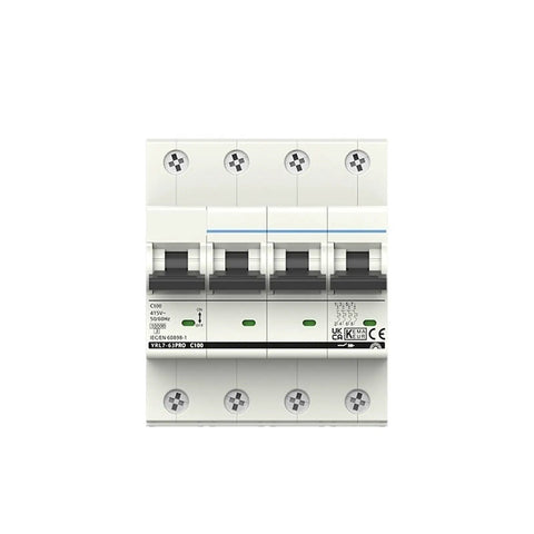 Pro Level 2 Pole 230 Volt C Type Mini Circuit Breaker Featuring Quick Snap Din Rail Mount view, showcasing electrical specifications and layout.