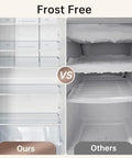 Comparison of 21.2 Cu Ft Convertible Upright Freezer Frost Free Space Saver vs traditional freezer showing frost-free design.