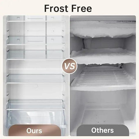 Comparison of 21.2 Cu Ft Convertible Upright Freezer Frost Free Space Saver vs traditional freezer showing frost-free design.