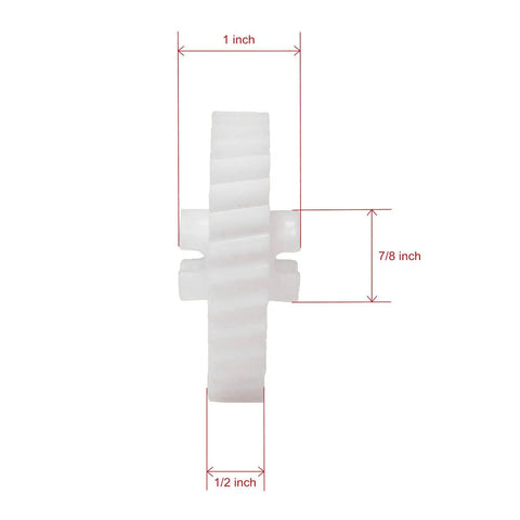 Side view of Heavy Duty Drive Gear Set For Garage Door Openers 32 Teeth Half Inch Bore 2 Pack Compatible With Chamberlain with dimensions