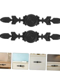 Two black aluminum alloy cabinet pull handles, vintage style, single hole, shown with four installation examples. Four Pack Vintage Style Cabinet Pull Handles Set, Single Hole Drawer Knobs, Black Aluminum Alloy Hardware For Cabinets Doors And Furniture, Durable Metal Knobs, Easy To Install, Old School Look And Solid Build.